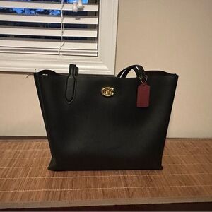Coach Black Tote with Gold Logo